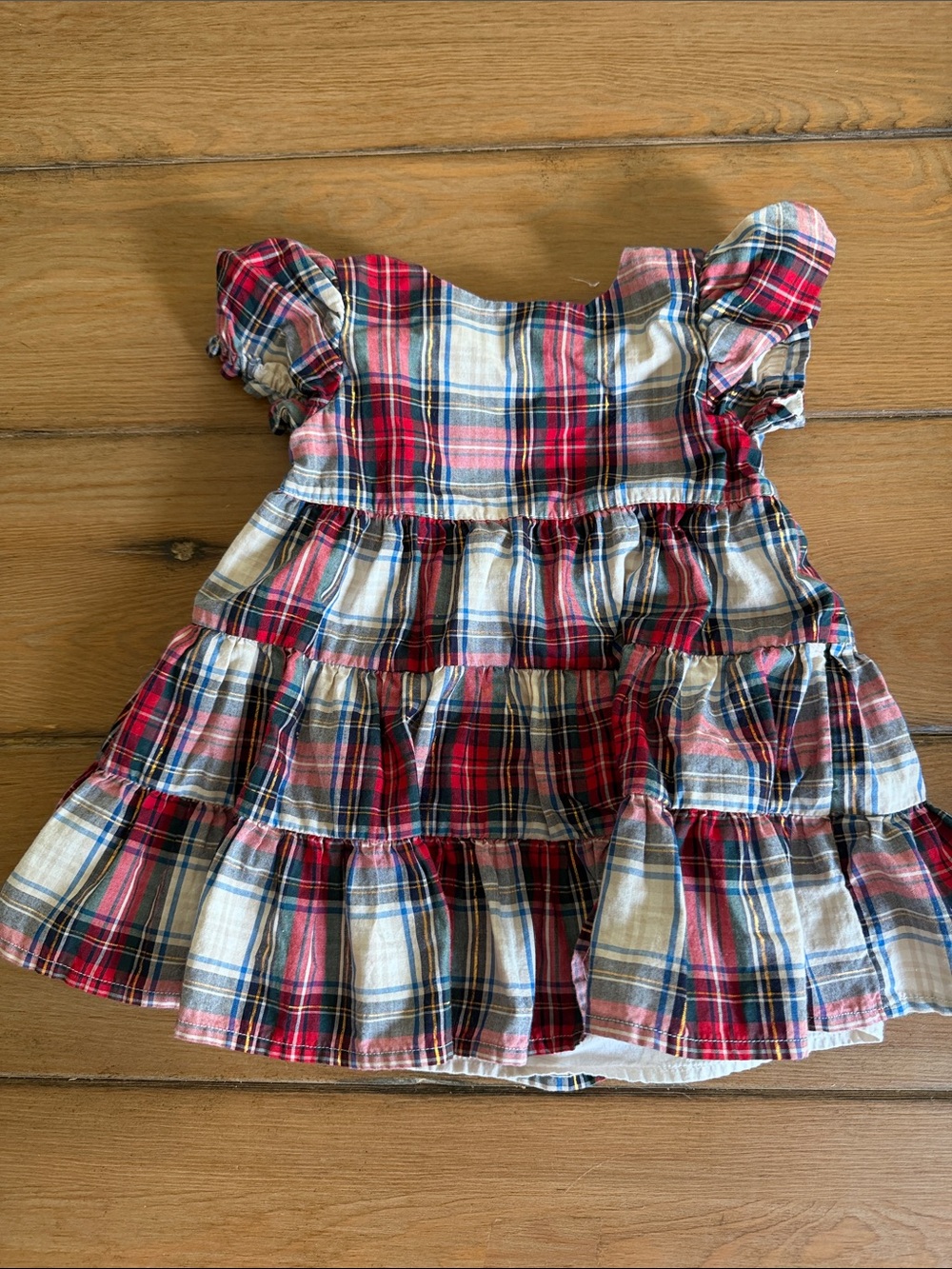 GAP Red and Cream Plaid Tiered Dress